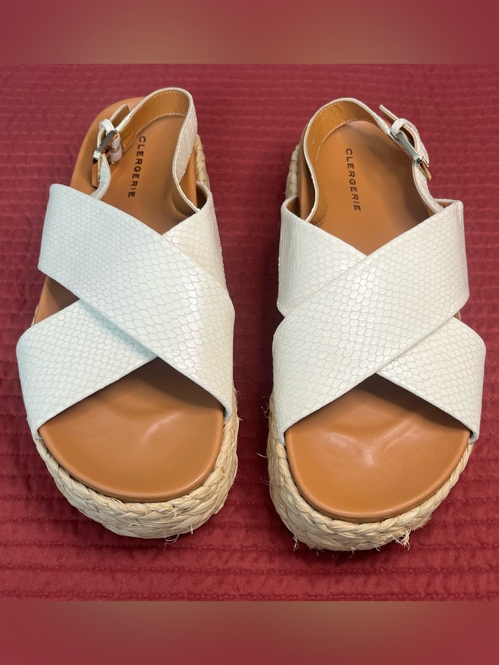 Robert Clergerie White Crisscross Espadrille Sandals